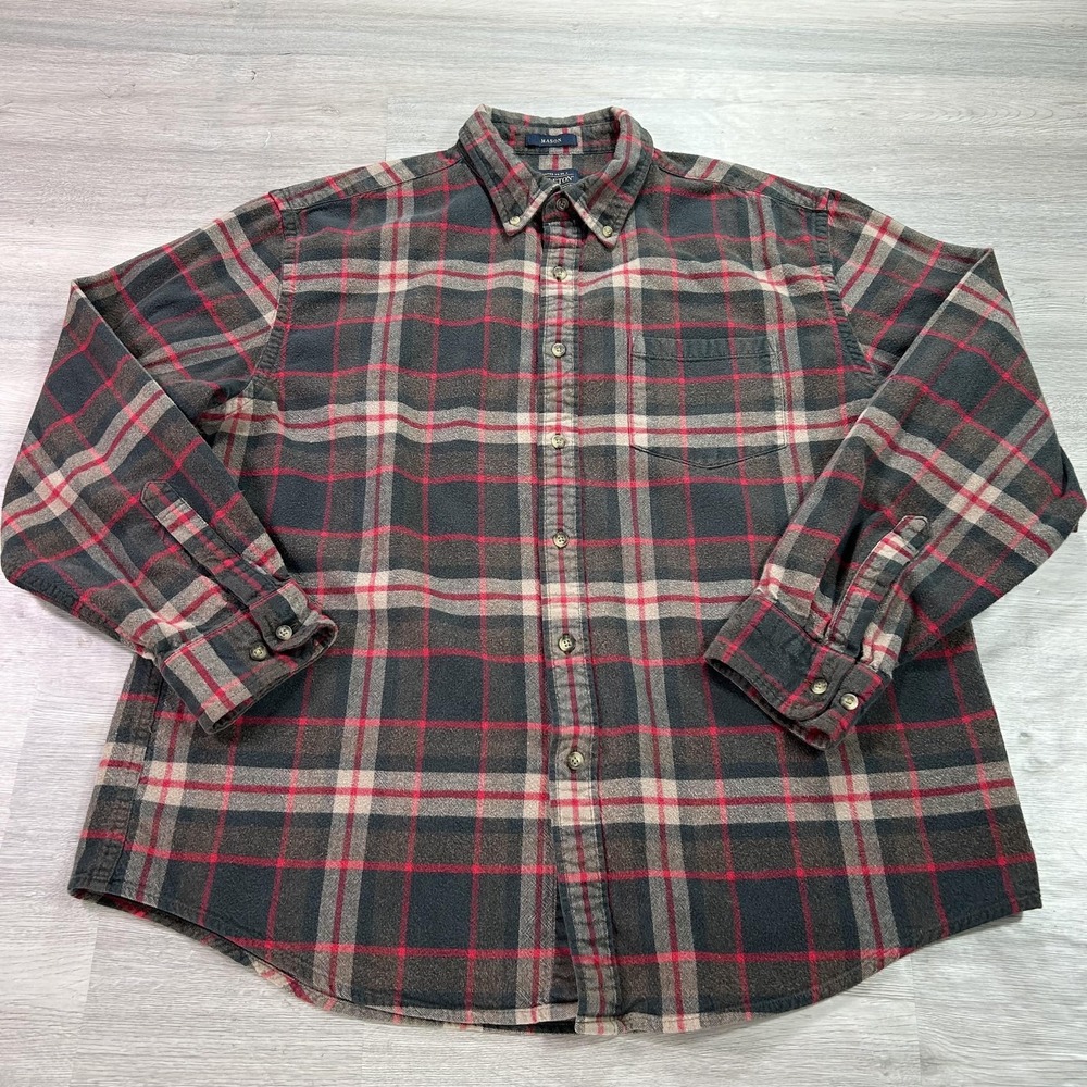 Pendleton‎ Mason Shirt Mens XL Gray Plaid Long Sleeve Flannel Button Up Casual